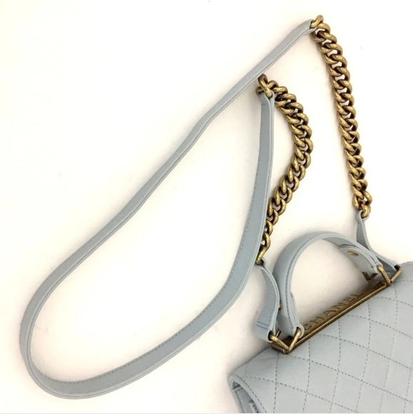 CHANEL Light Blue Quilted Lambskin 2 Way Shoulder Handbag Lambskin Leather - Picture 9 of 9